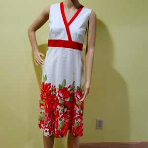 Ann Taylor orange floral midi dress Size 10